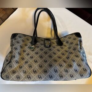 Vintage Dooney & Bourke Large Canvas and Leather Bag